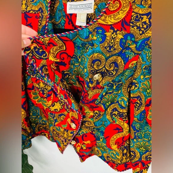 Vintage Jessica Howard Baroque Bright Red Elegant blazer Jacket - Picture 9 of 10